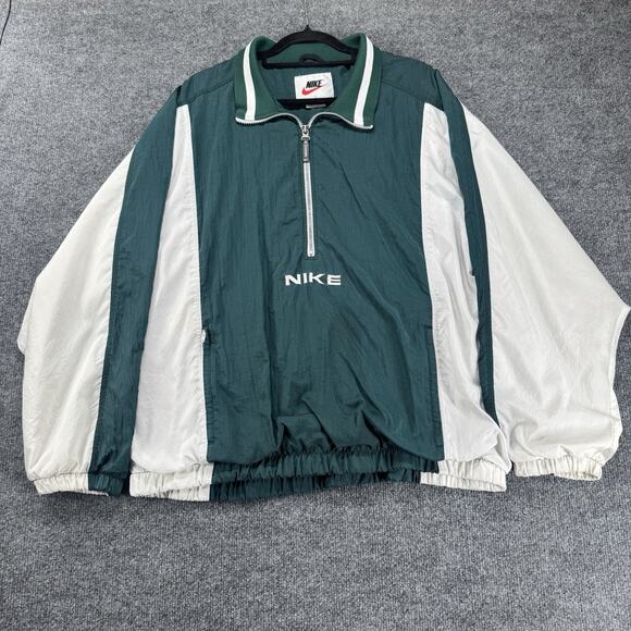 Vintage 90s Nike Center Swoosh Spell Out Quarter Zip Pull Over Windbreaker Sz L - Picture 1 of 13